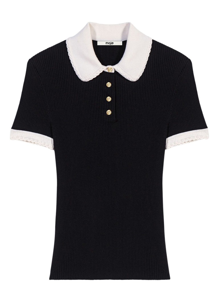 Maje Dames Top met ribstructuur in de kleur Zwart