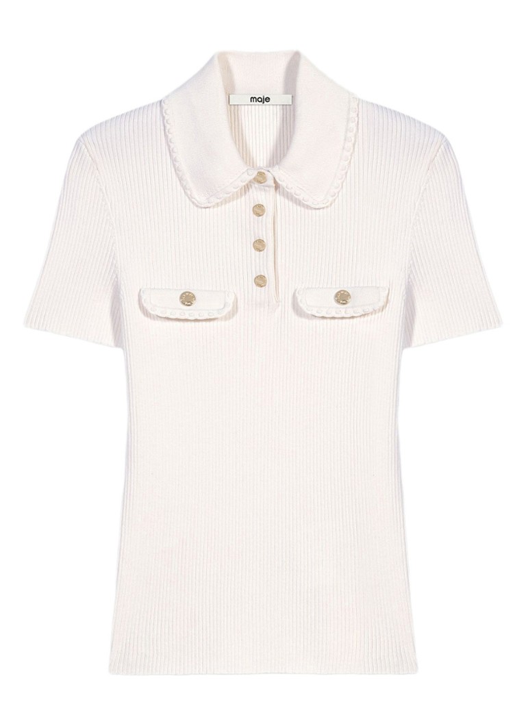 Maje Dames Top met ribstructuur in de kleur Creme