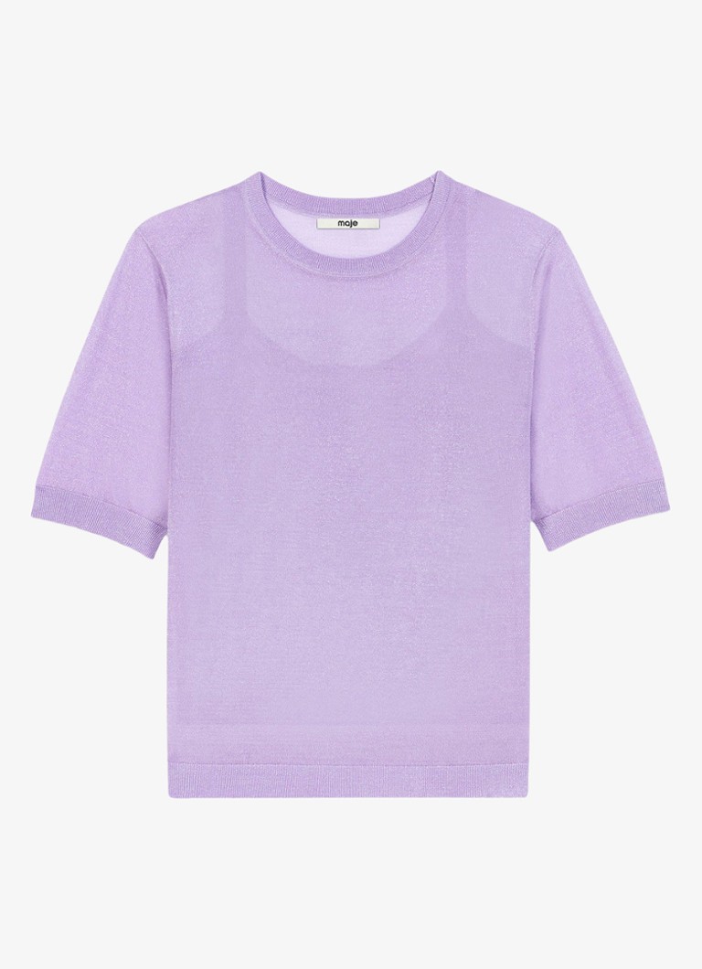 Maje Dames Semi-transparante top met lurex in de kleur Paars
