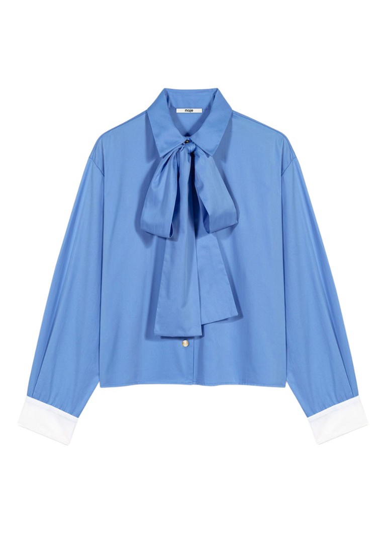 Maje Dames Blouse met afneembare sjaalkraag in de kleur Blauw