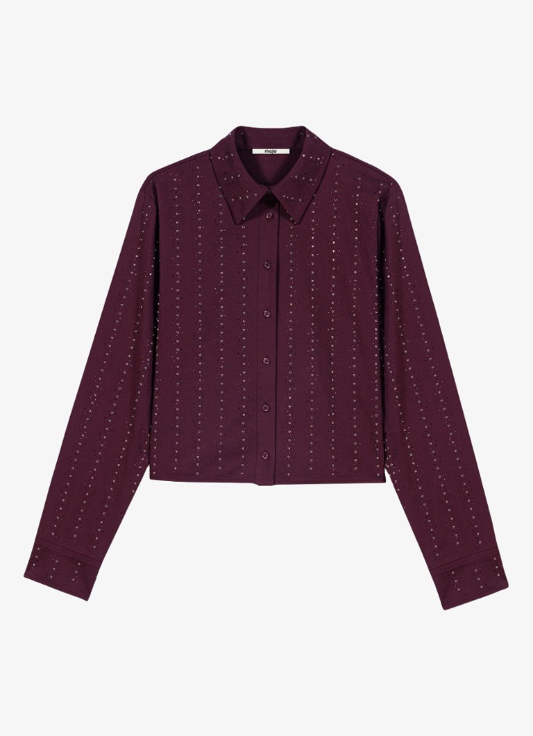 Maje Dames Blouse met strass in de kleur Bordeauxrood