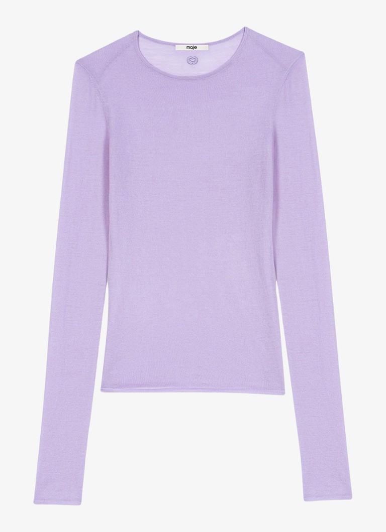 Maje Dames Fijngebreide pullover van mesh in de kleur Parma Violet / Paars