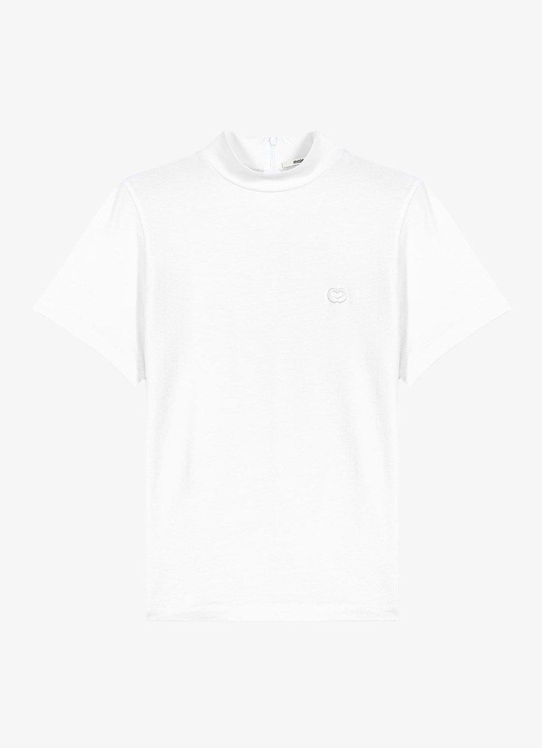Maje Dames T-shirt met borduring in de kleur White / Wit
