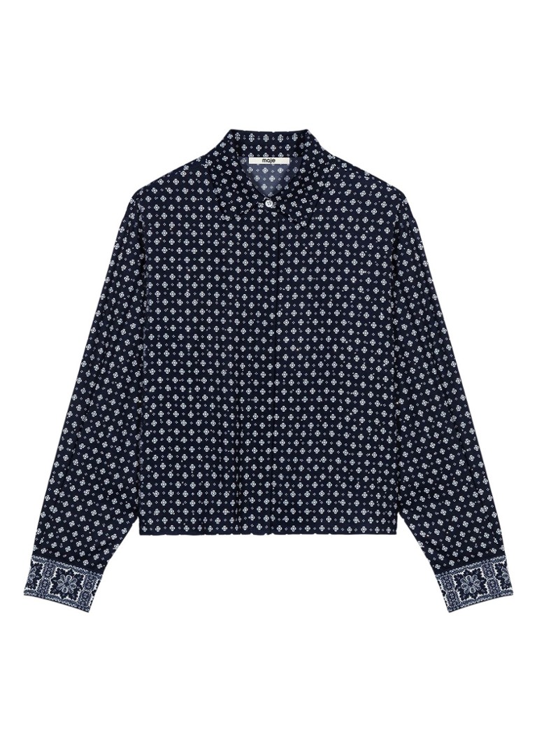 Maje Dames Blouse met print in de kleur Donkerblauw