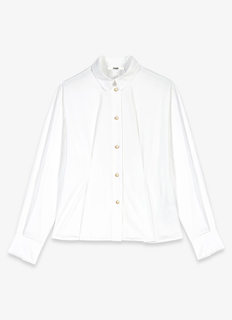 Maje Dames Blouse met plooidetail in de kleur Wit