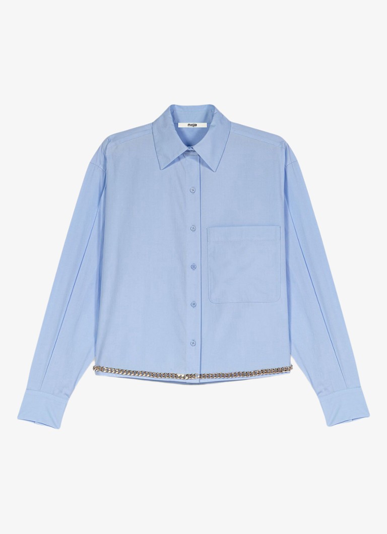 Maje Dames Blouse met borstzak in de kleur Lichtblauw
