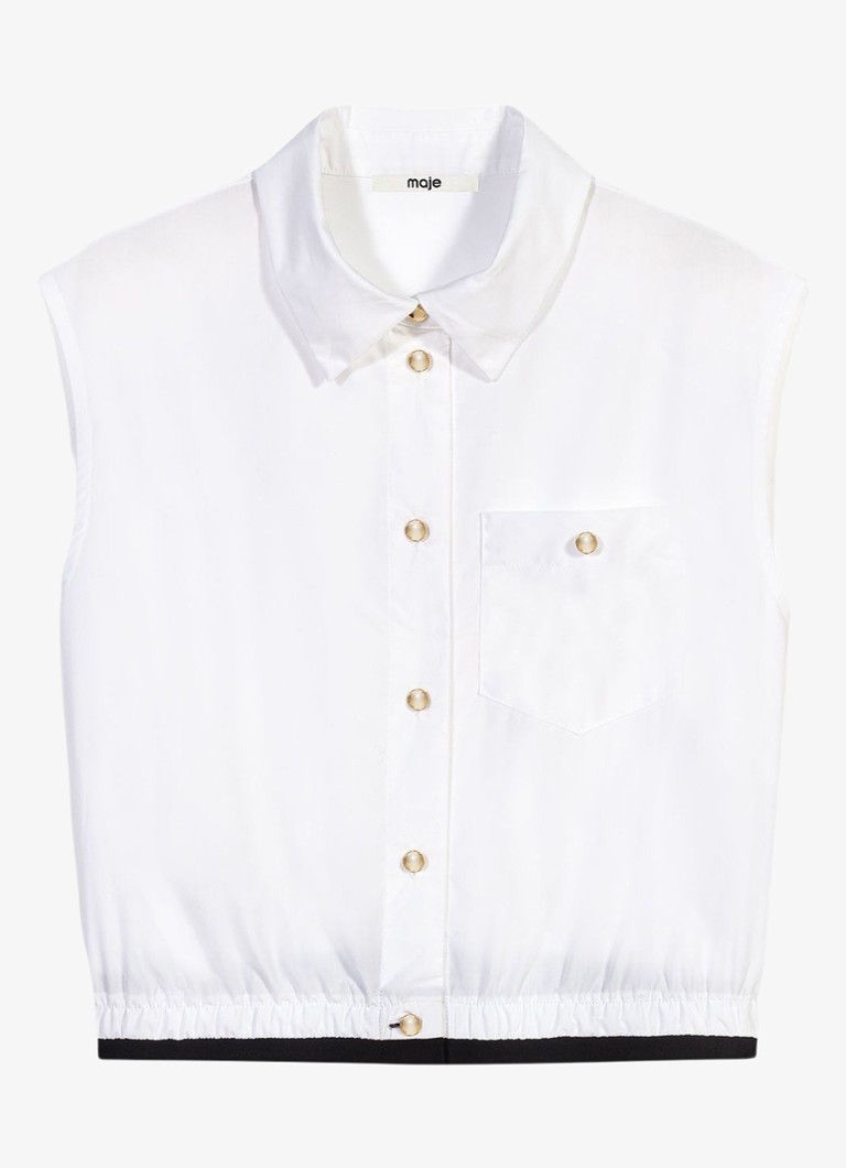 Maje Dames Gecropte mouwloze blouse in de kleur Wit