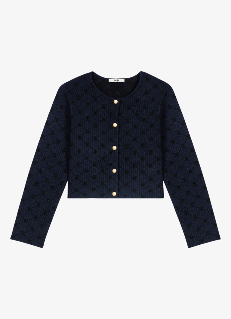 Maje Dames Fijngebreid vest in wolblend in de kleur Donkerblauw