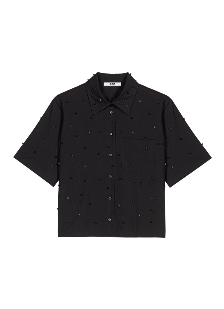 Maje Dames Blouse met strass in de kleur Zwart