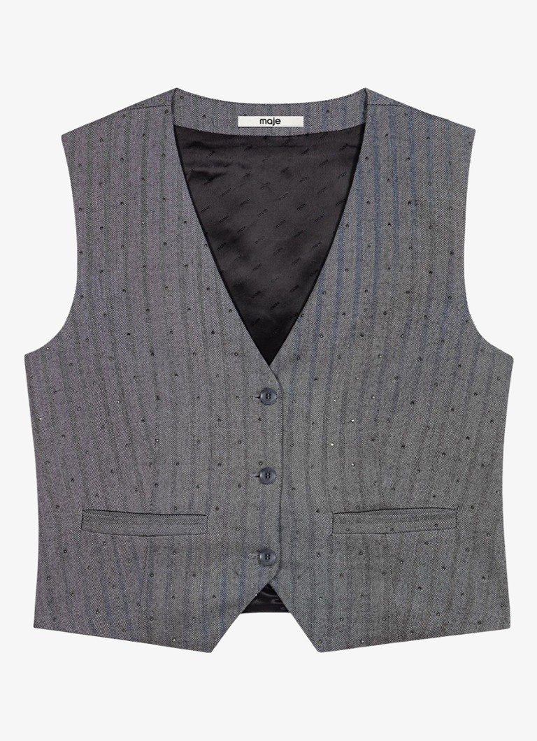 Maje Dames Gilet met strass in de kleur Grijs