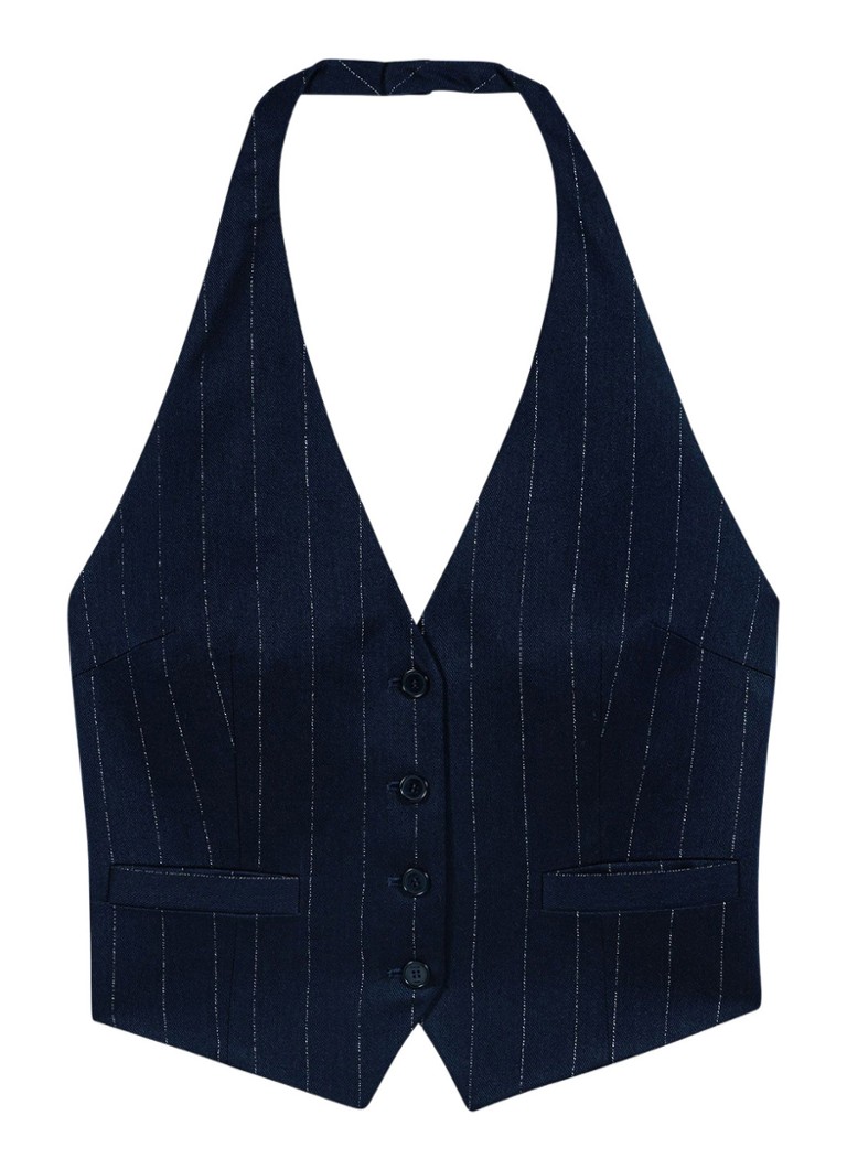 Maje Dames Gilet in wolblend met krijtstreep in de kleur Donkerblauw