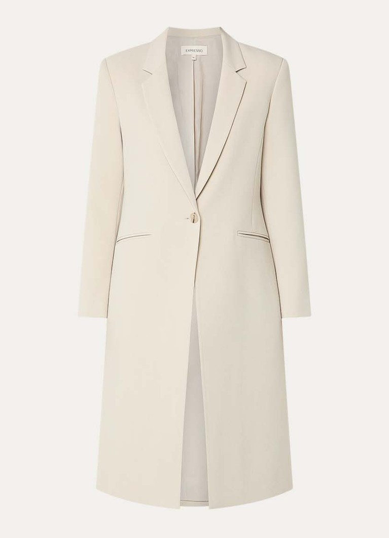 Expresso Dames Single breasted blazer met paspelzakken in de kleur Beige