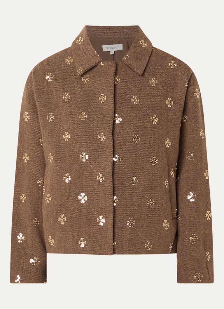Expresso Dames Jack in wolblend met pailletten in de kleur Camel