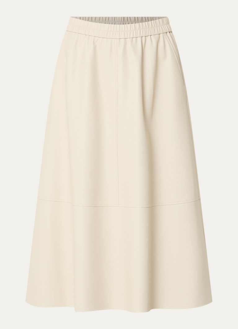Expresso Dames Midi rok van imitatieleer in de kleur Beige