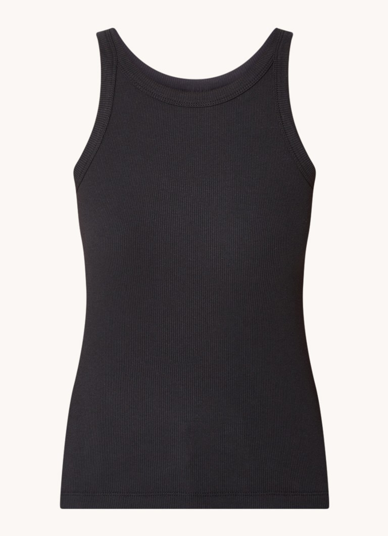 Levi's Dames Racer tanktop met ribstructuur in de kleur Zwart