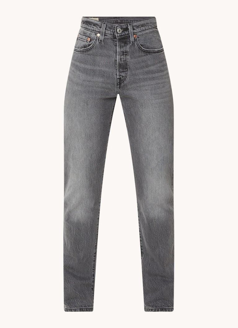 Levi's Dames 501 high waist straight leg jeans met gekleurde wassing in de kleur Grijs