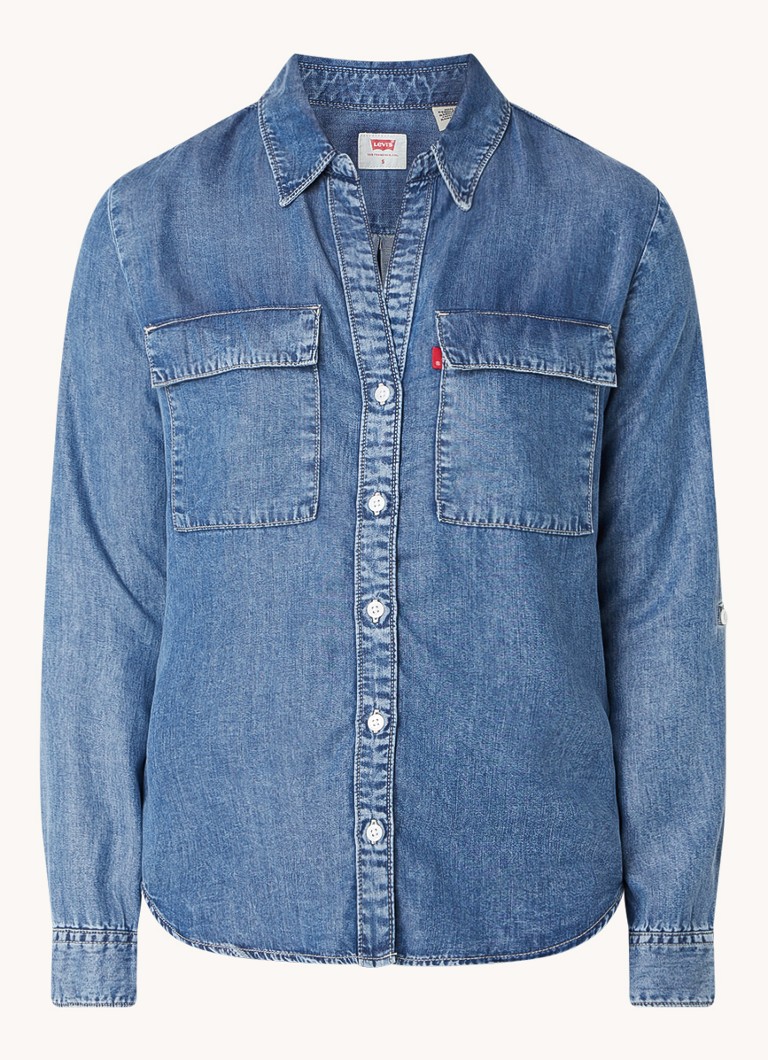 Levi's Dames Blouse van denim met borstzakken in de kleur Indigo