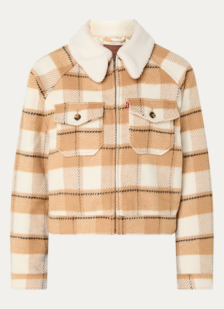 Levi's Dames Jack in wolblend met ruitdessin in de kleur Beige