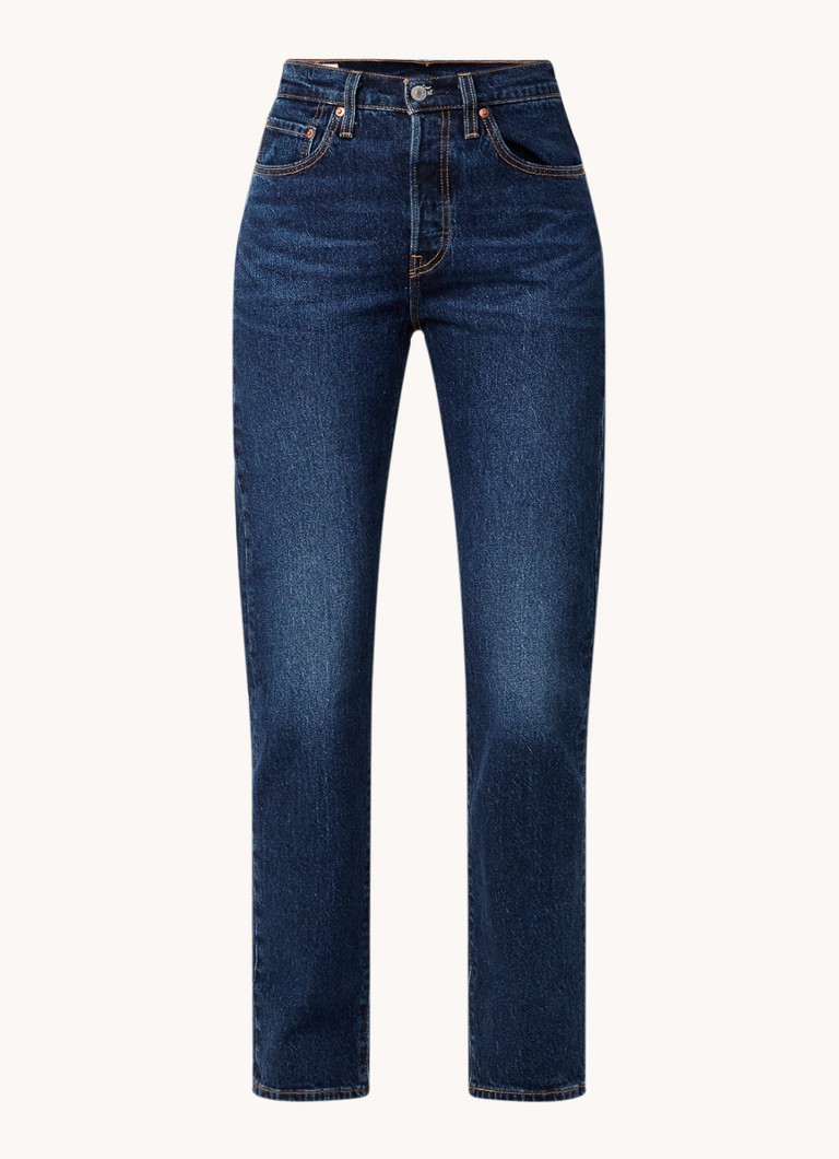 Levi's Dames 501 high waist straight leg jeans met donkere wassing in de kleur Indigo