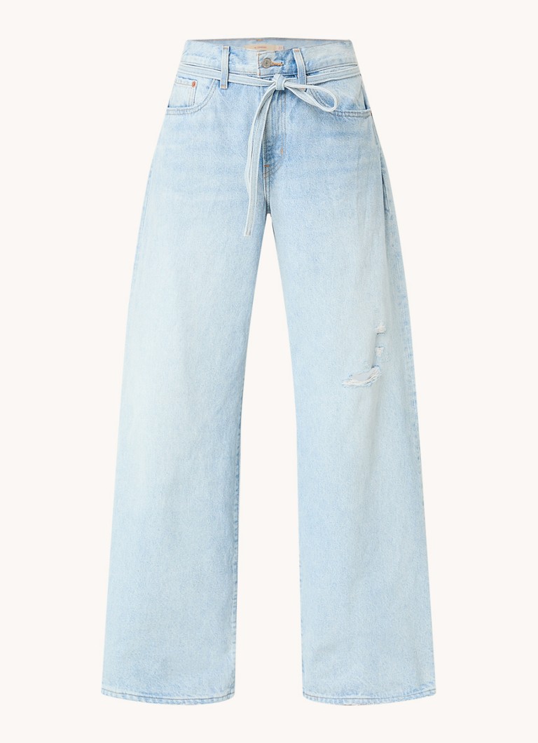 Levi's Dames High waist wide leg jeans met lichte wassing en strikceintuur in de kleur Indigo