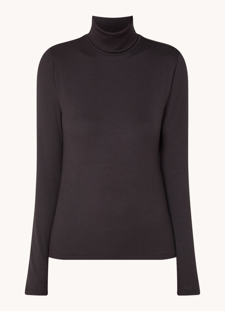 Levi's Dames Dreamy ribgebreide longsleeve met col in de kleur Zwart