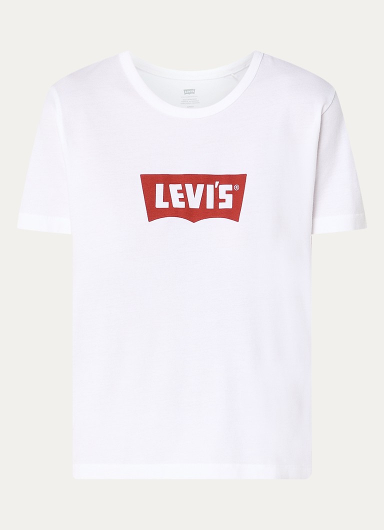 Levi's Dames T-shirt met logoprint en stretch in de kleur Wit
