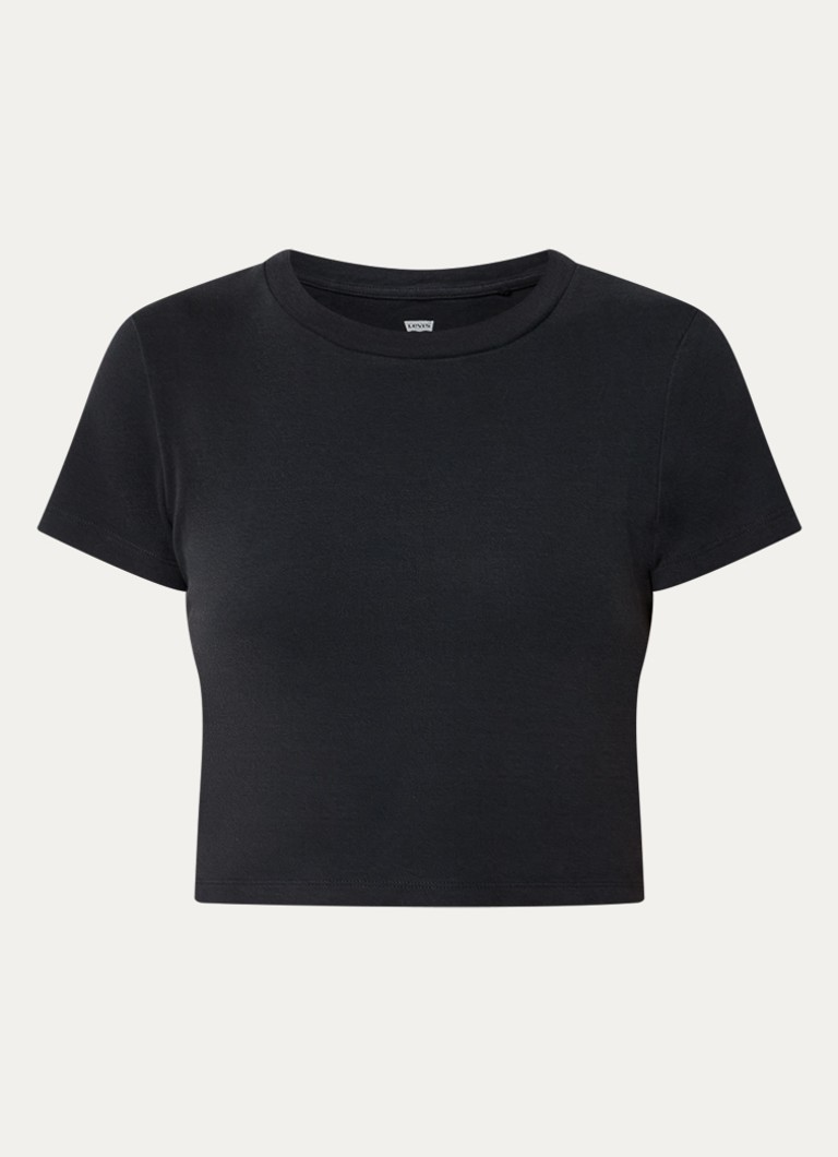 Levi's Dames Cropped T-shirt met ronde hals in de kleur Zwart