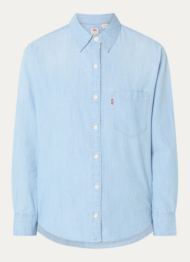 Levi's Dames Harlie blouse van chambray met borstzak in de kleur Lichtblauw