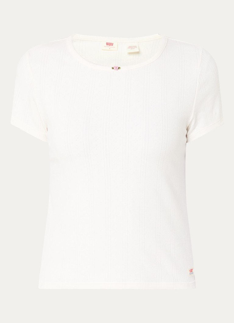 Levi's Dames Dry Goods T-shirt met logo in de kleur Gebroken wit