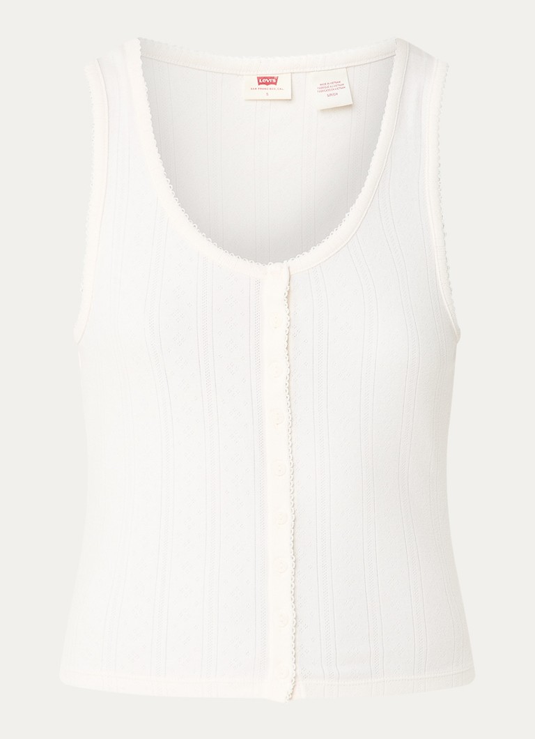 Levi's Dames Tanktop met ingebreid patroon in de kleur Gebroken wit
