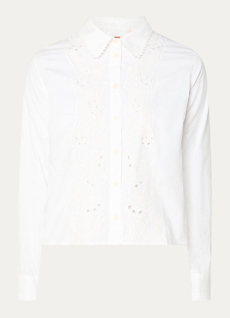 Levi's Dames Blouse met opengewerkt detail in de kleur Wit