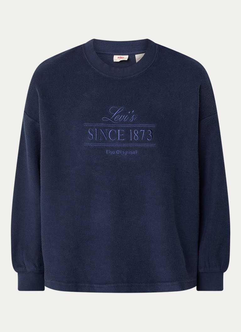Levi's Dames Sweater met logoborduring in de kleur Donkerblauw