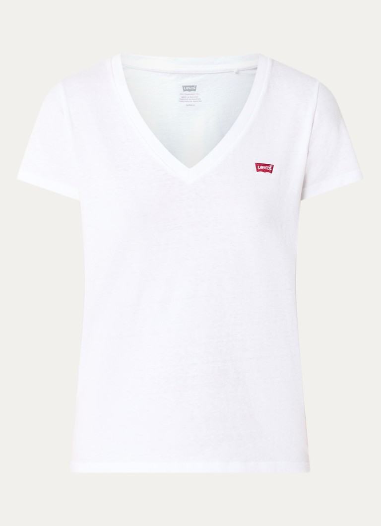 Levi's Dames T-shirt met logoborduring in de kleur Wit