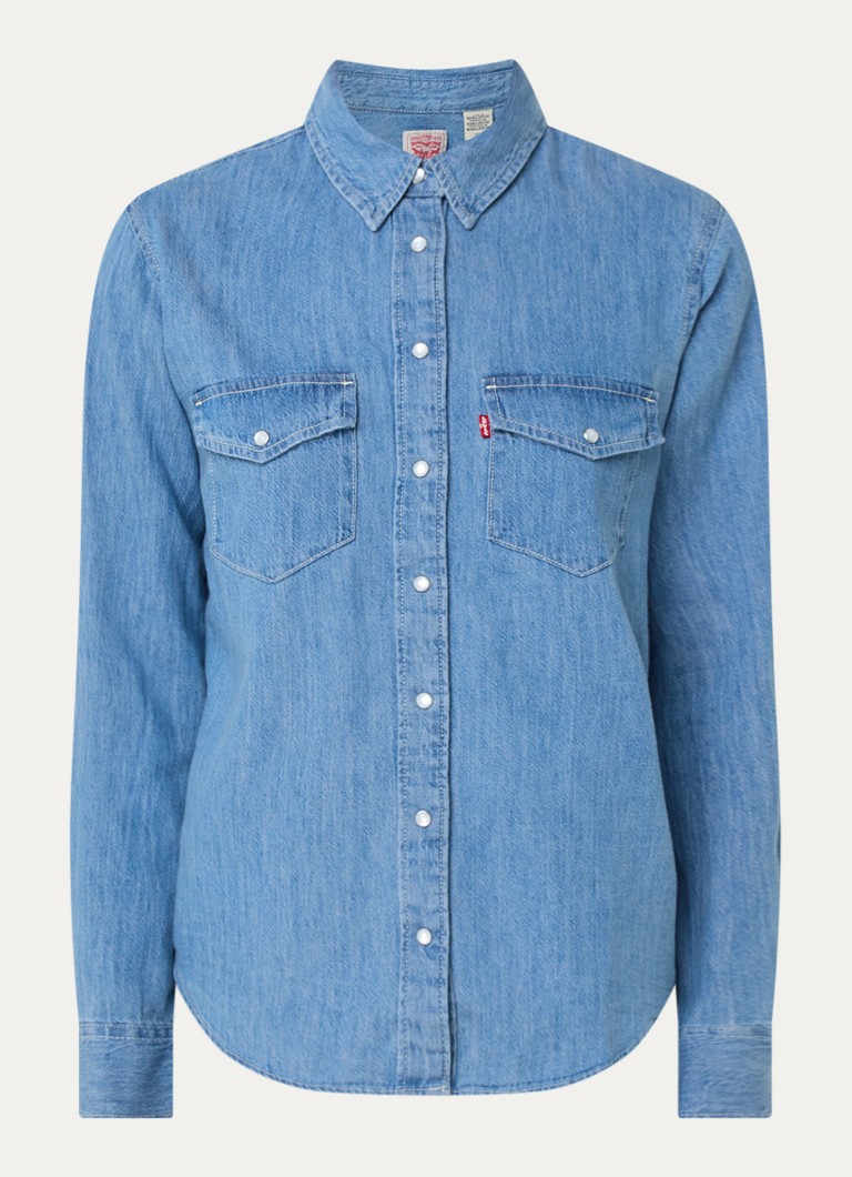 Levi's Dames Blouse in linnenblend met borstzakken in de kleur Blauw