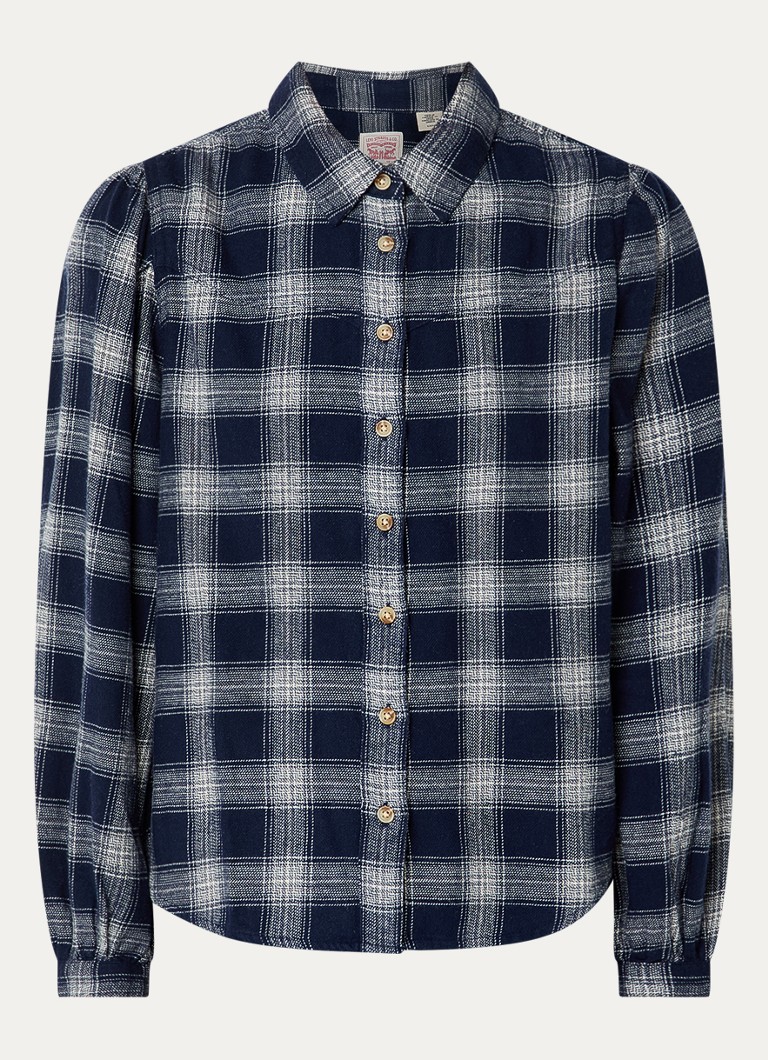 Levi's Dames Journey Western blouse met ruitdessin in de kleur Donkerblauw