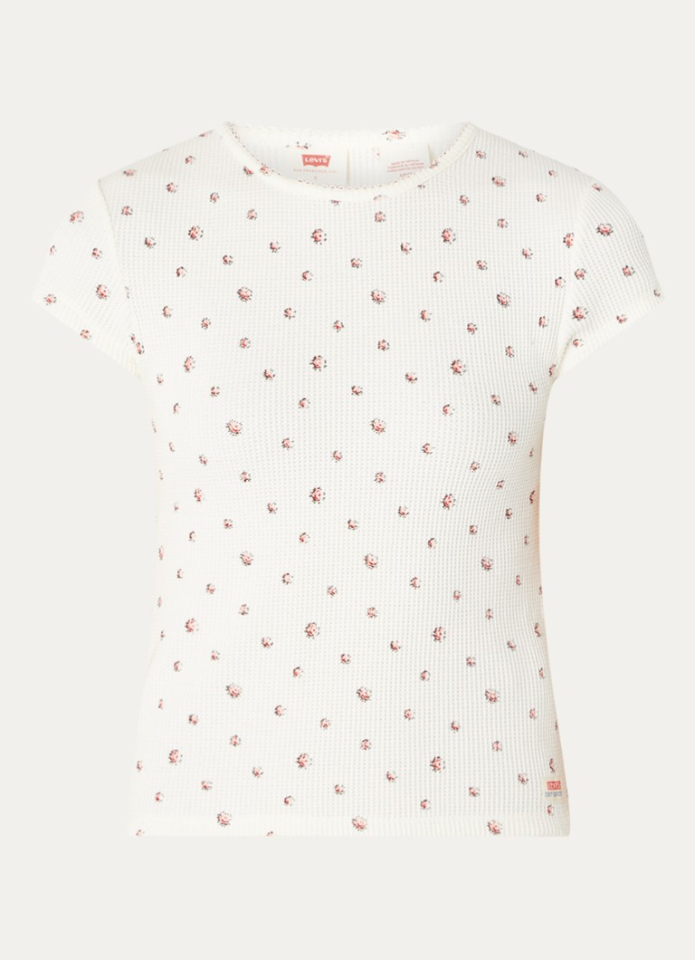Levi's Dames Ribgebreid T-shirt met print in de kleur Gebroken wit