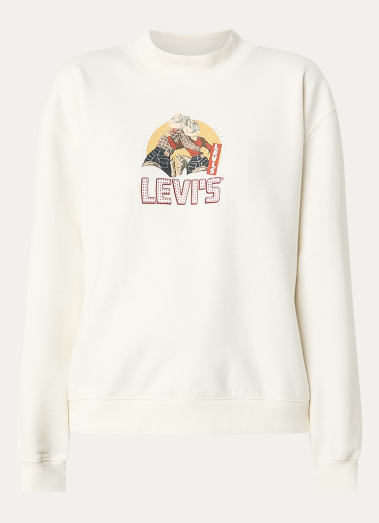 Levi's Dames Collins sweater met logoprint in de kleur Gebroken wit