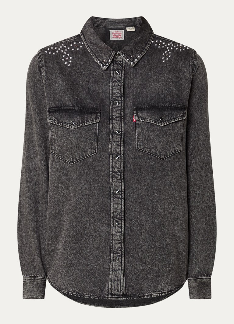 Levi's Dames Blouse van denim met strass in de kleur Zwart