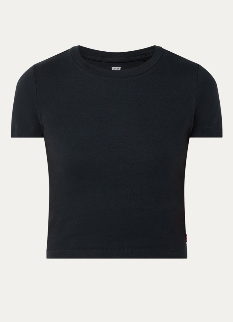 Levi's Dames Cropped T-shirt met ronde hals in de kleur Zwart
