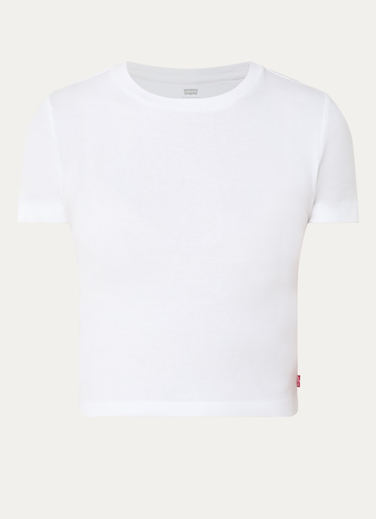 Levi's Dames Cropped T-shirt met ronde hals in de kleur Gebroken wit