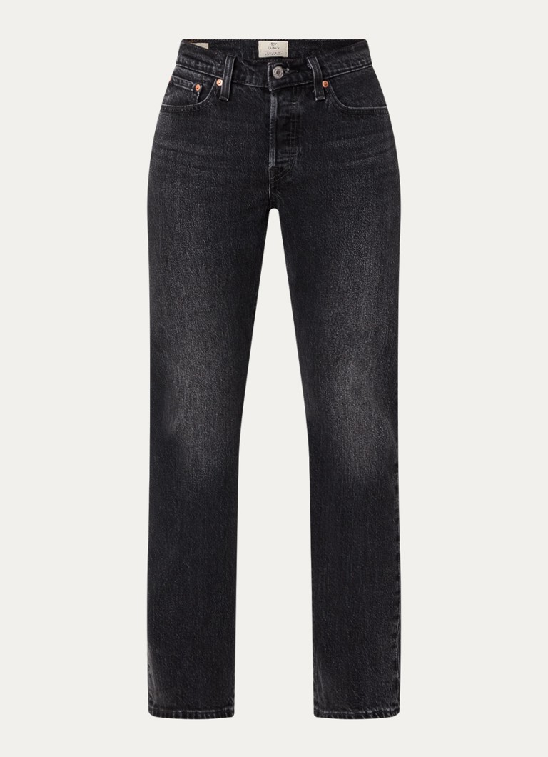 Levi's Dames 501 high waist straight fit jeans met gekleurde wassing in de kleur Zwart