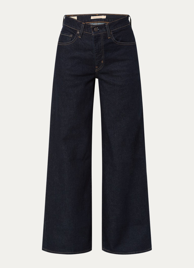 Levi's Dames 728 high waist wide leg jeans met donkere wassing in de kleur Indigo