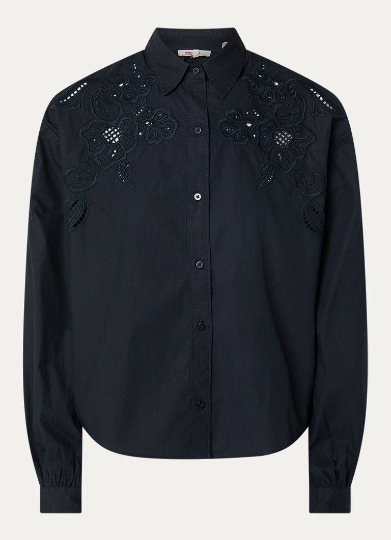 Levi's Dames Janie blouse met broderie in de kleur Zwart