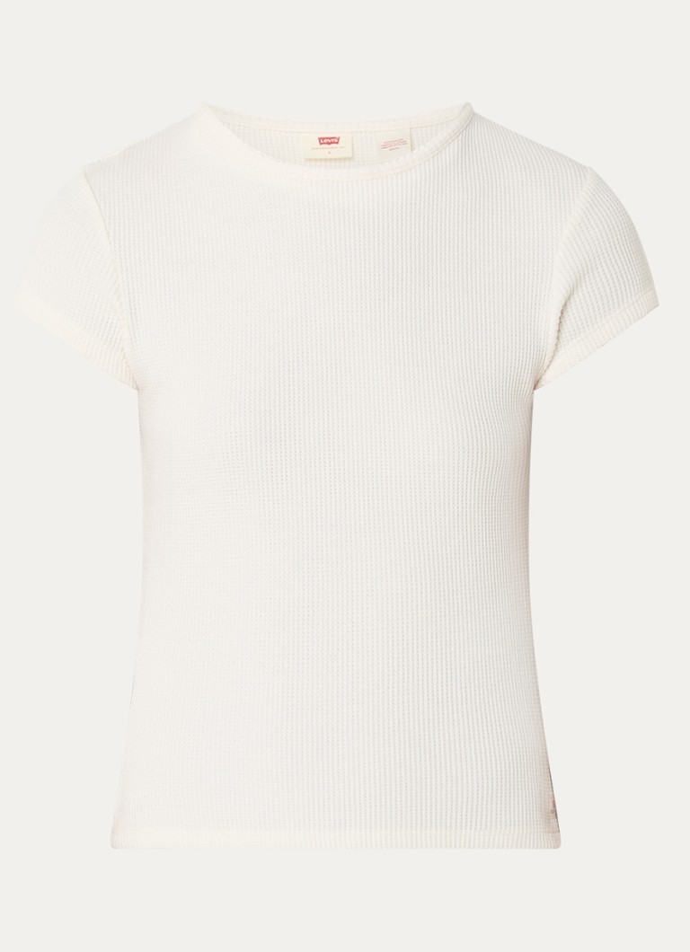 Levi's Dames Dry Goods Waffle T-shirt met ribstructuur in de kleur Wit