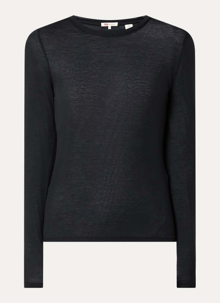 Levi's Dames Top met ribstructuur in de kleur Zwart