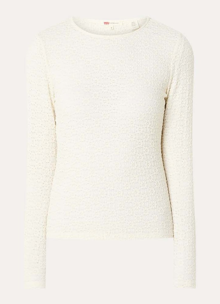 Levi's Dames Anika semi-transparante top met opengewerkt dessin in de kleur Creme