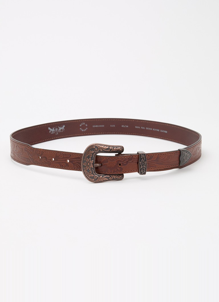 Levi's Dames Rodeo riem van leer in de kleur Donkerbruin