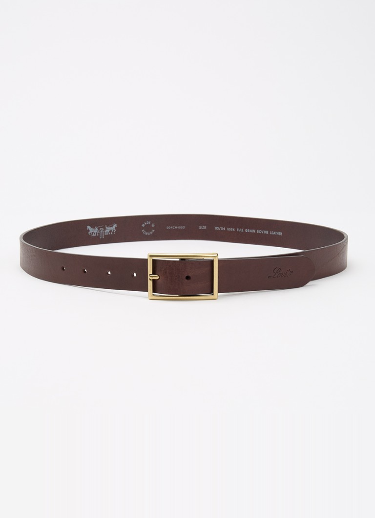 Levi's Dames Rectangle riem van leer in de kleur Donkerbruin