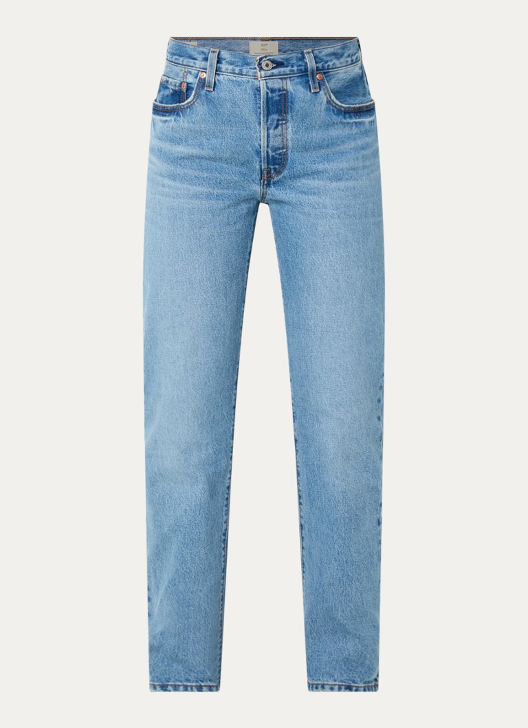 Levi's Dames 501 high waist straight leg jeans met lichte wassing in de kleur Indigo