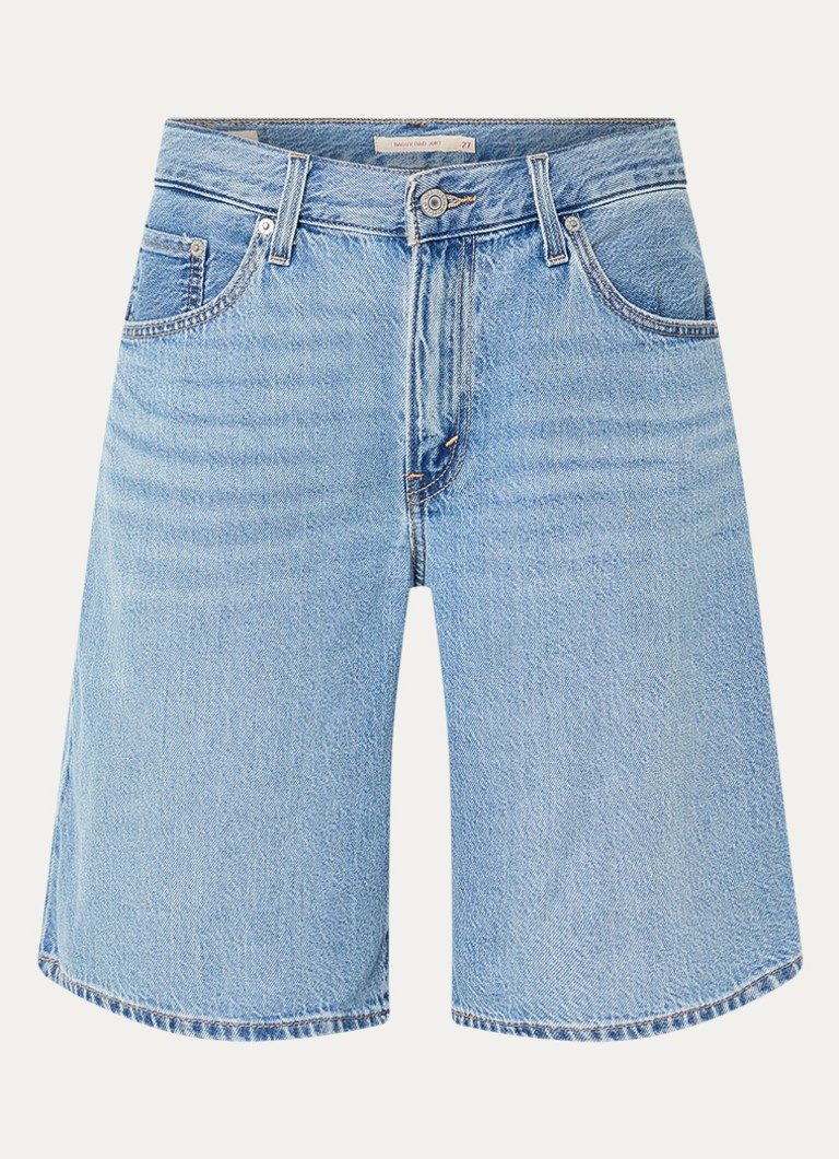 Levi's Dames Mid waist straight leg korte broek van denim met medium wassing in de kleur Indigo